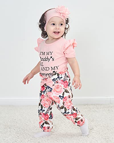 Newborn Baby Girl Clothes Ruffle Short Sleeve Romper Onesis Baby Girlsâ Clothing Floral Cotton Pant Sets 0-3 Months Girl Outfits Pink from 