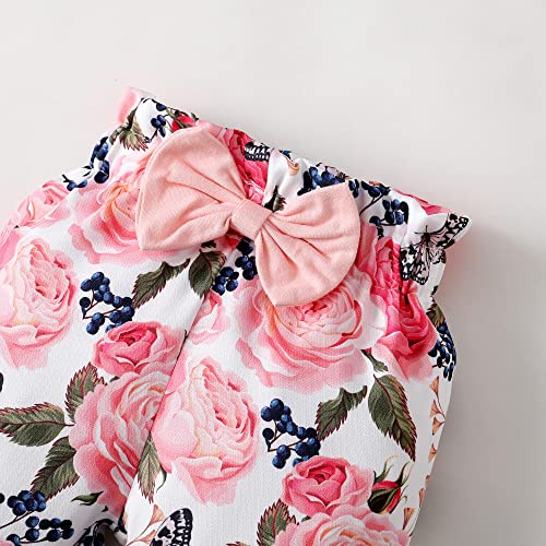 Newborn Baby Girl Clothes Ruffle Short Sleeve Romper Onesis Baby Girlsâ Clothing Floral Cotton Pant Sets 0-3 Months Girl Outfits Pink from 