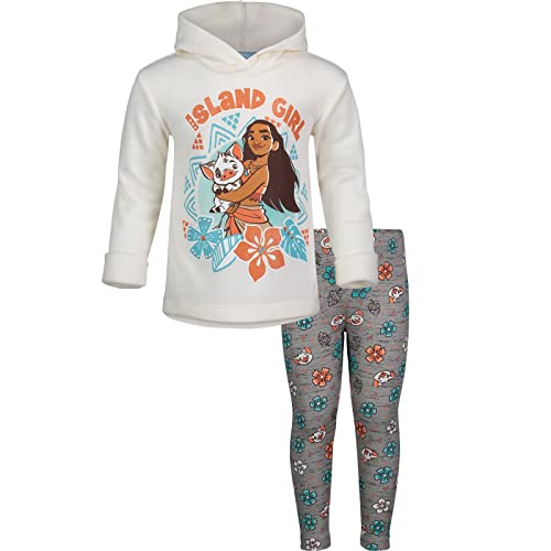 Disney Moana Toddler Girls' Fleece Hoodie and Leggings Clothing Set (White, 5T) from Bentex Group, Inc.