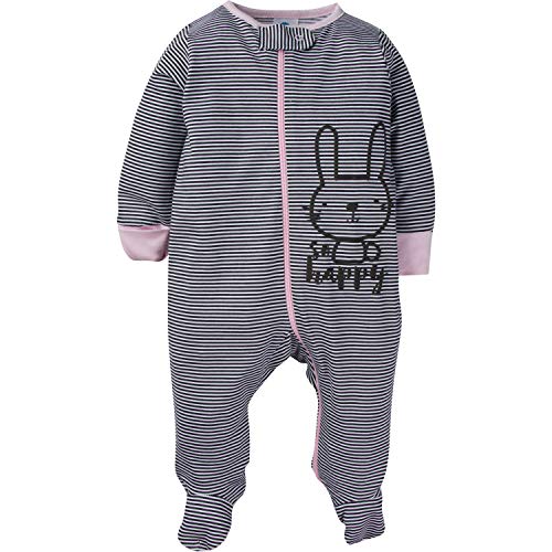 Gerber Baby Girls' 4 Pack Sleep 'N Play Footie, Bunny Smiley, 6-9 Months by GERLO