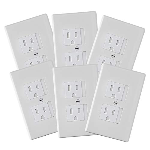 6-Pack Safety Innovations Self-closing (1Screw) Standard Outlet Covers - An Alternative To Wall Socket Plugs for Child Proofing Outlets (White) by Safety Innovations
