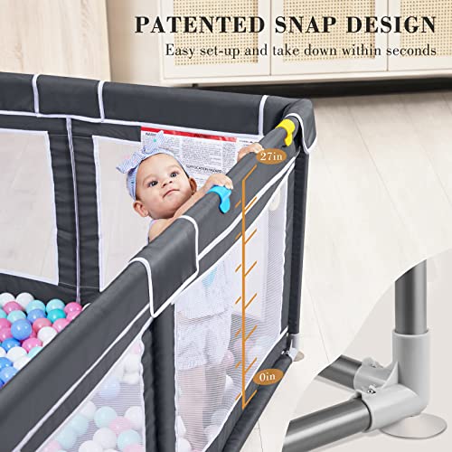 ANGELBLISS Baby Playpen, Large Playpen, Indoor&Outdoor,Sturdy Safety Play Yard with Super Soft Breathable Mesh,Kid's Fence for Toddlers(Black,63âx47â) from ANGELBLISS
