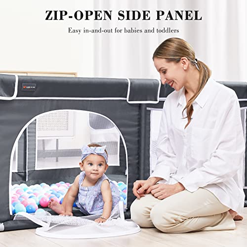ANGELBLISS Baby Playpen, Large Playpen, Indoor&Outdoor,Sturdy Safety Play Yard with Super Soft Breathable Mesh,Kid's Fence for Toddlers(Black,63âx47â) from ANGELBLISS