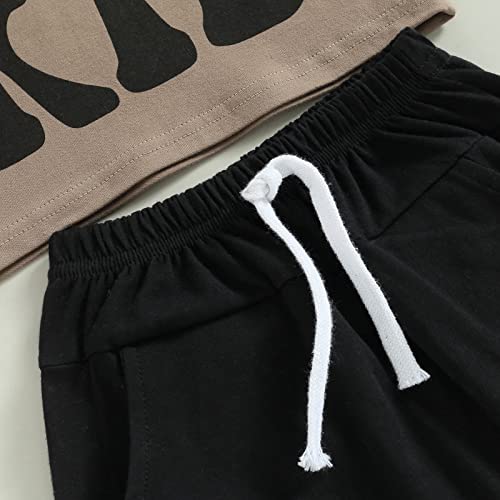 Summer Outfits Toddler Baby Boys Letter Printed Short Sleeve T-Shirt Tops and Shorts Pants 2PCS Clothes Set (Coffee, 0-6 Months) from Bagilaanoe