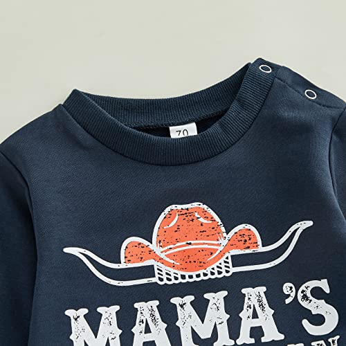 wdehow Newborn Toddler Baby Boys 2Pcs Outfits Long Sleeve Letters Sweatshirts Tops Cow Head Print Pants Fall Winter Clothes (Dark Blue, 0-6 Months) from wdehow