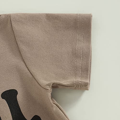 Summer Outfits Toddler Baby Boys Letter Printed Short Sleeve T-Shirt Tops and Shorts Pants 2PCS Clothes Set (Coffee, 0-6 Months) from Bagilaanoe