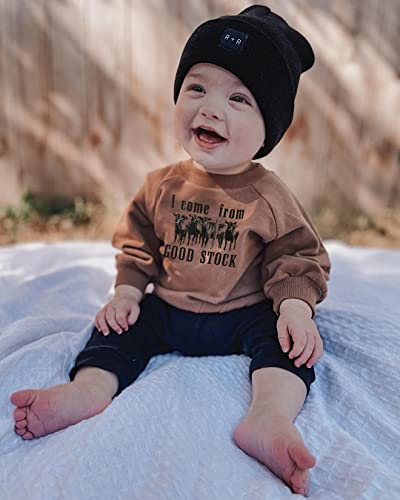 Lamuusaa Western Baby Boy Clothes Cow Print Crewneck Pullover Sweatshirt Drawstring Jogger Pants 2Pcs Fall Winter Outfit (Coffee, 6-12 Months) from Lamuusaa