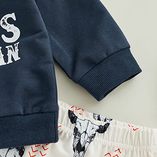 wdehow Newborn Toddler Baby Boys 2Pcs Outfits Long Sleeve Letters Sweatshirts Tops Cow Head Print Pants Fall Winter Clothes (Dark Blue, 0-6 Months) from wdehow