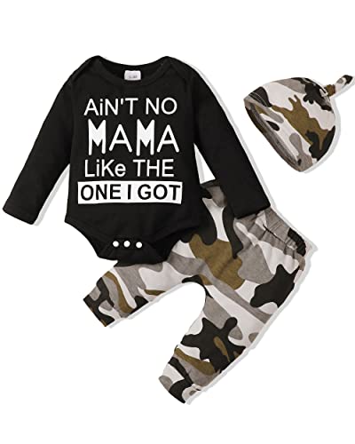 Renotemy Infant Baby Clothes Boy Winter Warm Outfits Fall Baby Clothing Boy Gifts Cute Long Sleeve Romper Top Camo Pants 3-6 Months Baby Boy Clothes from 