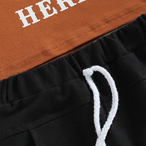 AEEMCEM Western Baby Boy Summer Clothes Cow Sleeveless Tank Top Vest Shorts Set Cute Cowboy Outfit (A-Caramel, 12-18 Months) by AEEMCEM