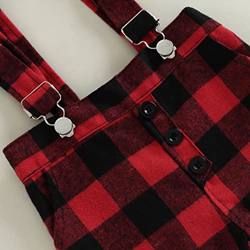 Baby Boy Christmas Outfits Infant Gentleman Clothes Dress Suit Sweatshirt Top with Bowtie + Suspender Pants 3-18M (Red, 12-18 Months) by fhutpw
