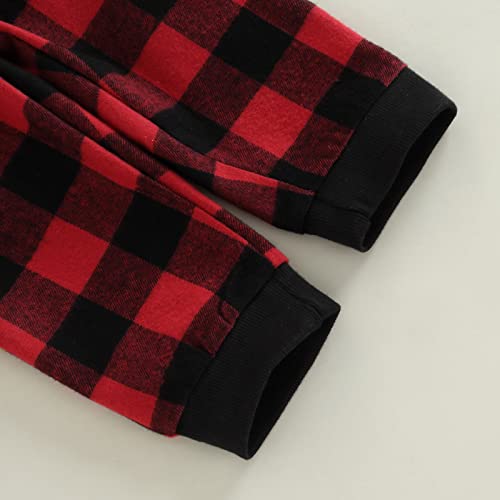 Baby Boy Christmas Outfits Infant Gentleman Clothes Dress Suit Sweatshirt Top with Bowtie + Suspender Pants 3-18M (Red, 12-18 Months) by fhutpw