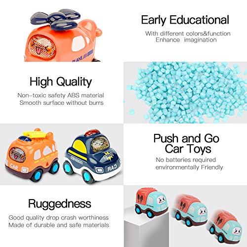 Baby Toy Cars for 1 Year Old Boy | 7 Set Push and Go Vehicles Friction Powered Cars Toy with Play Mat/Storage Bag for Toddlers | Early Educational Toys and Birthday Gift for 1 2 3 Years Old Boys Girls by Mengye