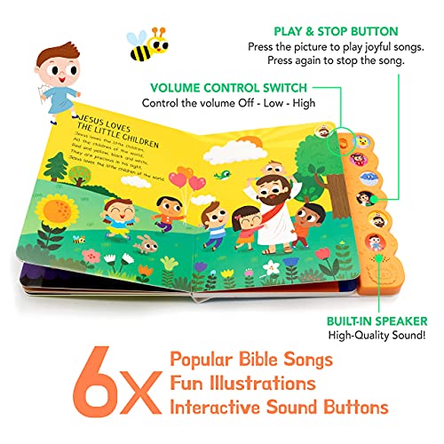 Hello 2 Kids Dance with Jesus - 6 Button Christian Sound Book Musical Toy for Baby 18+ Months with Bible Songs for Baptism, Birthday, Easter by Hello 2 Kids