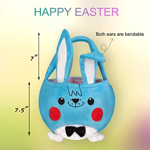 Easter Basket 2 Pack, Bunny Empty Easter Baskets for Kids, Cute Easter Basket for Boys Girls Toddle Baby, Easter Basket with Handle, Easter Decoration Bags, Easter Egg Hunt Bucket, Kids Gifts by XENTUMI