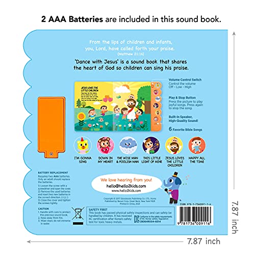 Hello 2 Kids Dance with Jesus - 6 Button Christian Sound Book Musical Toy for Baby 18+ Months with Bible Songs for Baptism, Birthday, Easter by Hello 2 Kids