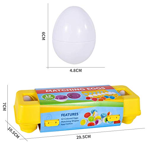 CAPTAIN CHAOWING Easter Matching Eggs, 12 PCS Shapes Easter Matching Stacking Egg for Kids, Plastic Match Eggs with 12 Shapes, Easter Gift for Toddlers Children Boy Girl Age 3 + by CAPTAIN CHAOWING