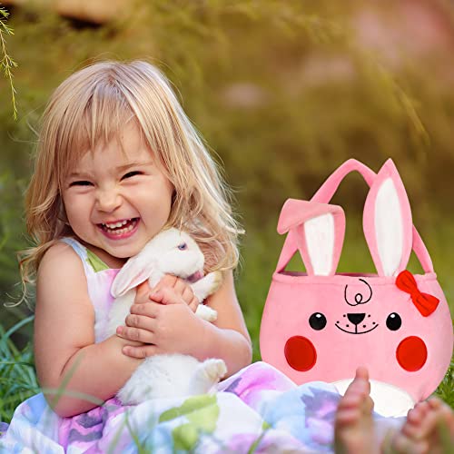 Easter Basket 2 Pack, Bunny Empty Easter Baskets for Kids, Cute Easter Basket for Boys Girls Toddle Baby, Easter Basket with Handle, Easter Decoration Bags, Easter Egg Hunt Bucket, Kids Gifts by XENTUMI