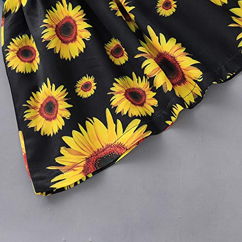 Kucnuzki 12 Month Girl Clothes Toddler Girl Princess Dresses Short Sleeve Girls Denim Skirt Baby Summer Swing Dress Outfits 12-18 Months(Flower+Black) from Kucnuzki