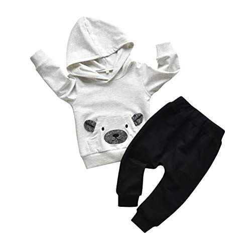 Toddler Infant Baby Boy Clothes Little Bear Long Sleeve Hoodie Tops Sweatsuit Pants Outfit Set (6-9 Months) from 