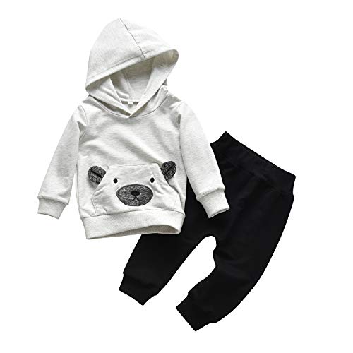 Toddler Infant Baby Boy Clothes Little Bear Long Sleeve Hoodie Tops Sweatsuit Pants Outfit Set (6-9 Months) from 
