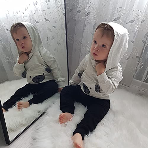 Toddler Infant Baby Boy Clothes Little Bear Long Sleeve Hoodie Tops Sweatsuit Pants Outfit Set (6-9 Months) from 