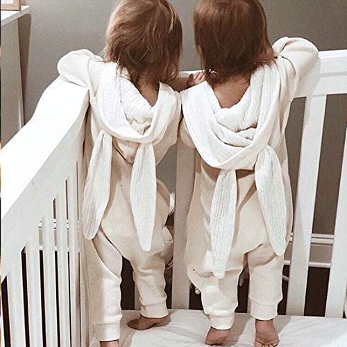 Simplee kids Animal Bunny Baby Easter Pajamas Long Ear Rabbit Hoodie Romper with Zipper from Simplee kids