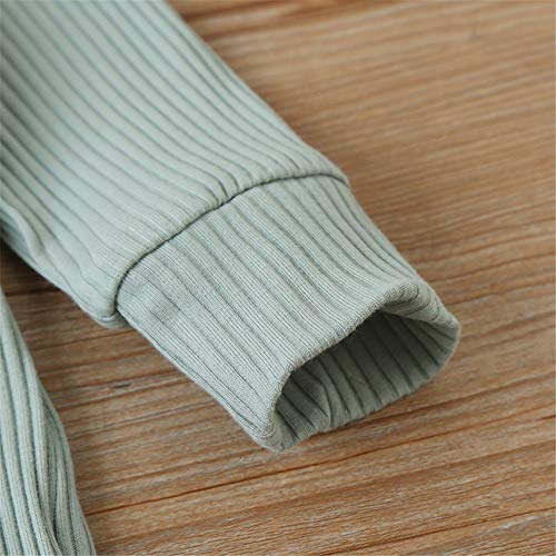 Kuriozud Newborn Infant Unisex Baby Boy Girl Button Solid Romper Bodysuit One Piece Jumpsuit Outfits Clothes (Long Sleeve One Piece Light Green, 0-3 Months) by Kuriozud