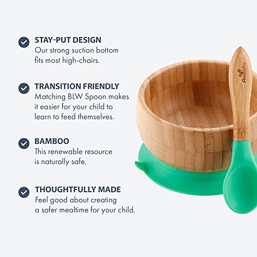 Avanchy Bamboo Baby Plate, Bowl & Spoons Set - Baby Cutlery - Bamboo Kids Bowl - BPA Free Bowl - Bamboo Kids Utensils - Bamboo Kids Bowl (Blue) from Avanchy