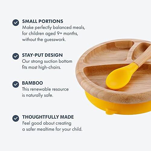 Avanchy Bamboo Baby Plate, Bowl & Spoons Set - Baby Cutlery - Bamboo Kids Bowl - BPA Free Bowl - Bamboo Kids Utensils - Bamboo Kids Bowl (Blue) from Avanchy