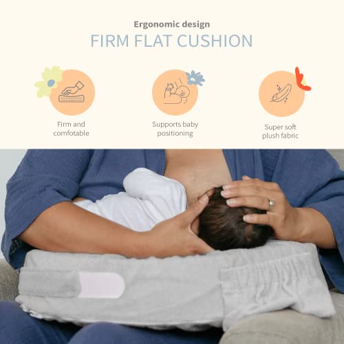 My Brest Friend Deluxe Nursing Pillow for Breastfeeding & Bottle Feeding, Enhanced Posture Support, Double Straps & Removable Extra Soft Slipcover, Flower Key Grey by Zenoff Products