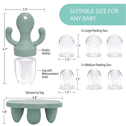 Little Twig Baby Fruit Feeder Pacifier Teether | Baby Food Freezer Tray with Lid | BPA Free Silicone Freezable Teether | Feeding Set for Breast Milk Ice Cubes, Baby Food, Vegetable Fruit Purees from Kittrich Corporation