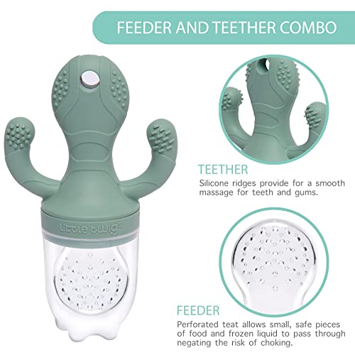 Little Twig Baby Fruit Feeder Pacifier Teether | Baby Food Freezer Tray with Lid | BPA Free Silicone Freezable Teether | Feeding Set for Breast Milk Ice Cubes, Baby Food, Vegetable Fruit Purees from Kittrich Corporation