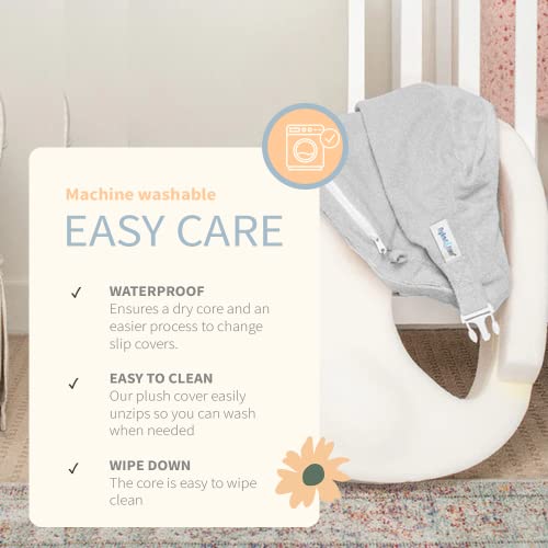 My Brest Friend Deluxe Nursing Pillow for Breastfeeding & Bottle Feeding, Enhanced Posture Support, Double Straps & Removable Extra Soft Slipcover, Flower Key Grey by Zenoff Products