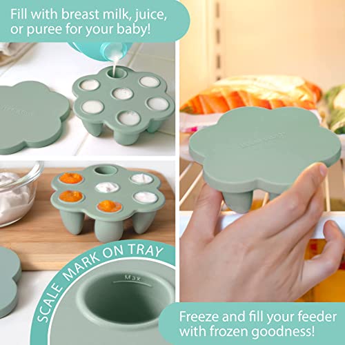 Little Twig Baby Fruit Feeder Pacifier Teether | Baby Food Freezer Tray with Lid | BPA Free Silicone Freezable Teether | Feeding Set for Breast Milk Ice Cubes, Baby Food, Vegetable Fruit Purees from Kittrich Corporation