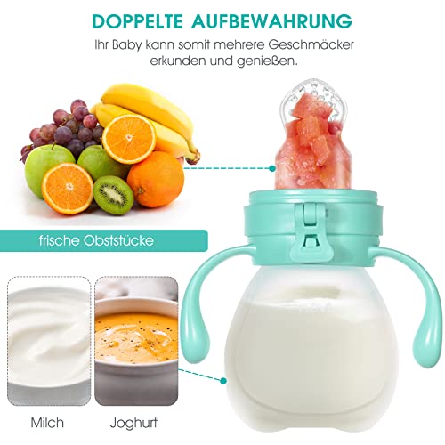 NCVI Baby Fruit Feeder | Fresh Food Feeder Pacifier | Silicone Teething Toy, Teething Relief, Appetite Stimulation for Baby Feeding, BPA Free, 6 Replacement Nipple, 2Pack (Bear&Rabbit) by NCVI