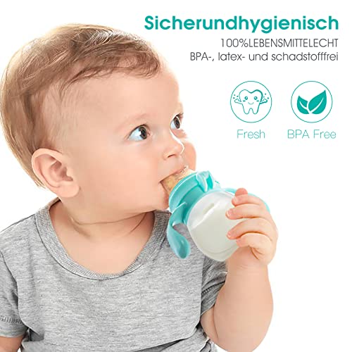 NCVI Baby Fruit Feeder | Fresh Food Feeder Pacifier | Silicone Teething Toy, Teething Relief, Appetite Stimulation for Baby Feeding, BPA Free, 6 Replacement Nipple, 2Pack (Bear&Rabbit) by NCVI