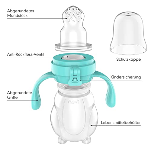 NCVI Baby Fruit Feeder | Fresh Food Feeder Pacifier | Silicone Teething Toy, Teething Relief, Appetite Stimulation for Baby Feeding, BPA Free, 6 Replacement Nipple, 2Pack (Bear&Rabbit) by NCVI