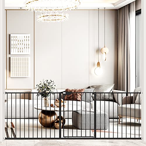 DEARBB Triple Lock Baby Gate for Stairs Doorways and House 31" to 86" Extra Wide Pressure Mounted Easy Walk Through Auto Close Safety Pet Gate Black 76.77-86.22" by DEARBB