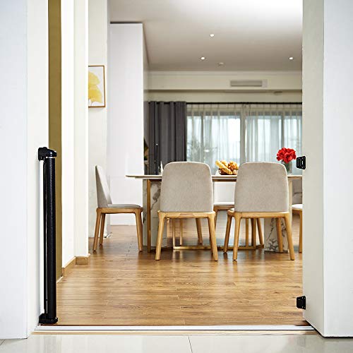 EasyBaby Retractable Baby Gate, 33" Tall, Extends up to 55'' Wide, Black / Child Safety Baby Gates, Pet Retractable Gates for Stairs, Doorways, Hallways, Indoor and Outdoor from EasyBaby