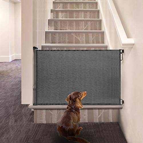EasyBaby Retractable Baby Gate, 33" Tall, Extends up to 55'' Wide, Black / Child Safety Baby Gates, Pet Retractable Gates for Stairs, Doorways, Hallways, Indoor and Outdoor from EasyBaby