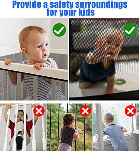 Stairway Net, Baby Gate for Stairs with No Drilling, Baby Safety Stairs Rail Net, 15 ft L x 2.66 ft H, Baby Safety Net Balcony Banister Stair Net for Child, Small pet,Toy- Indoor & Outdoor(Black) by CHELSOND