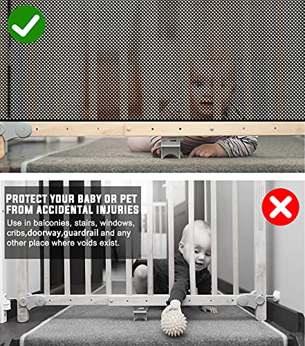 Stairway Net, Baby Gate for Stairs with No Drilling, Baby Safety Stairs Rail Net, 15 ft L x 2.66 ft H, Baby Safety Net Balcony Banister Stair Net for Child, Small pet,Toy- Indoor & Outdoor(Black) by CHELSOND