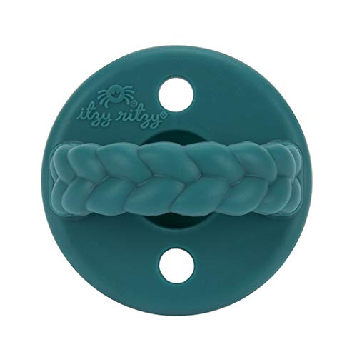 Itzy Ritzy Sweetie Soother Pacifier Set of 2 - Silicone Newborn Pacifiers with Collapsible Handle & Two Air Holes for Added Safety; Set of 2 in Deep Sea & Denim, Ages Newborn & Up by AmazonUs/ITZAD
