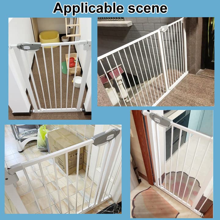 WAOWAO 36.22" Extra Tall Wide Pressure Mounted Baby Gate Triple Lock Walk Through Swing Auto Close Safety Black Metal Toddler Kids Child Dog Pet Puppy Cat for Indoor Stairs,Doorways 25.59"-81.49" inch by WAOWAO