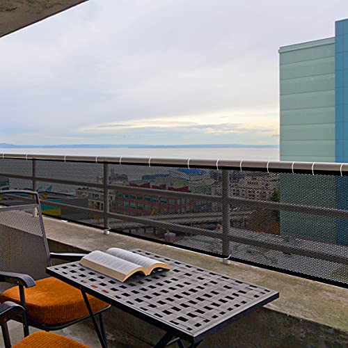 Stairway Net, Baby Gate for Stairs with No Drilling, Baby Safety Stairs Rail Net, 15 ft L x 2.66 ft H, Baby Safety Net Balcony Banister Stair Net for Child, Small pet,Toy- Indoor & Outdoor(Black) by CHELSOND