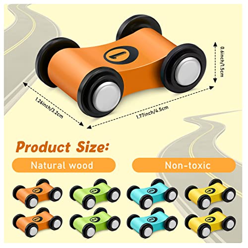 8 Pieces Wooden Mini Car Wood Race Car Kids Wooden Track Colorful Car Ramp Toy Replacement Car Toy Vehicle Play Sets for Toddlers Party Gift by Sotiff