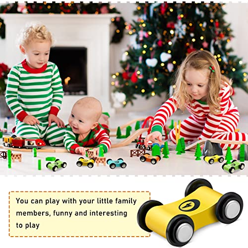 8 Pieces Wooden Mini Car Wood Race Car Kids Wooden Track Colorful Car Ramp Toy Replacement Car Toy Vehicle Play Sets for Toddlers Party Gift by Sotiff