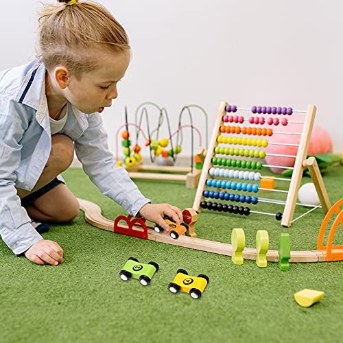 8 Pieces Wooden Mini Car Wood Race Car Kids Wooden Track Colorful Car Ramp Toy Replacement Car Toy Vehicle Play Sets for Toddlers Party Gift by Sotiff