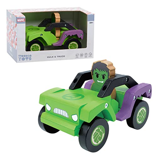 Just Play Disney Wooden Toys Hulk and Truck, Figure and Vehicle, Kids Toys for Ages 2 Up, Amazon Exclusive by Just Play